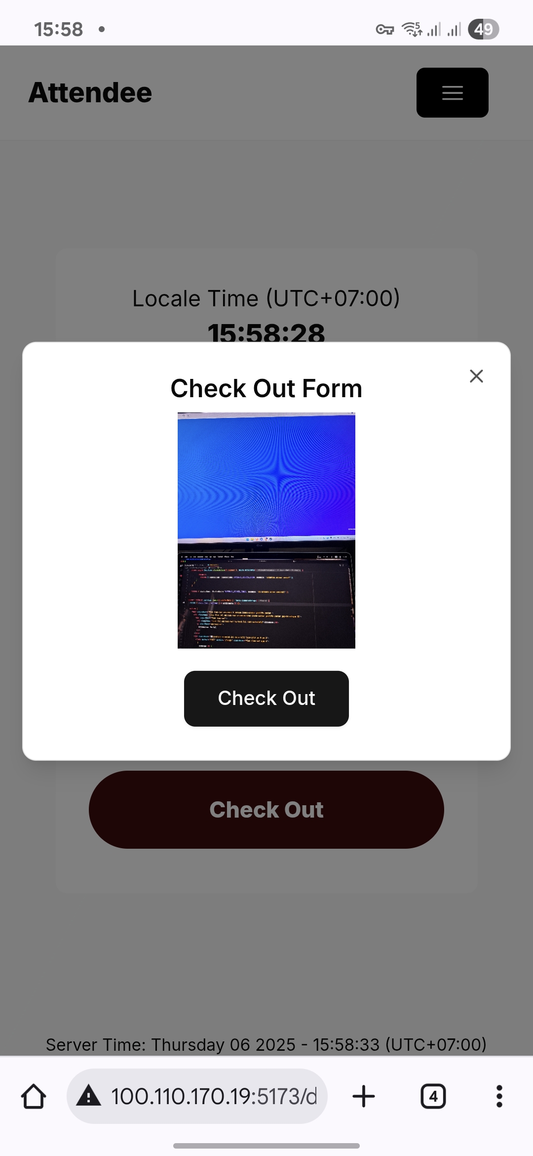 Mobile check out form