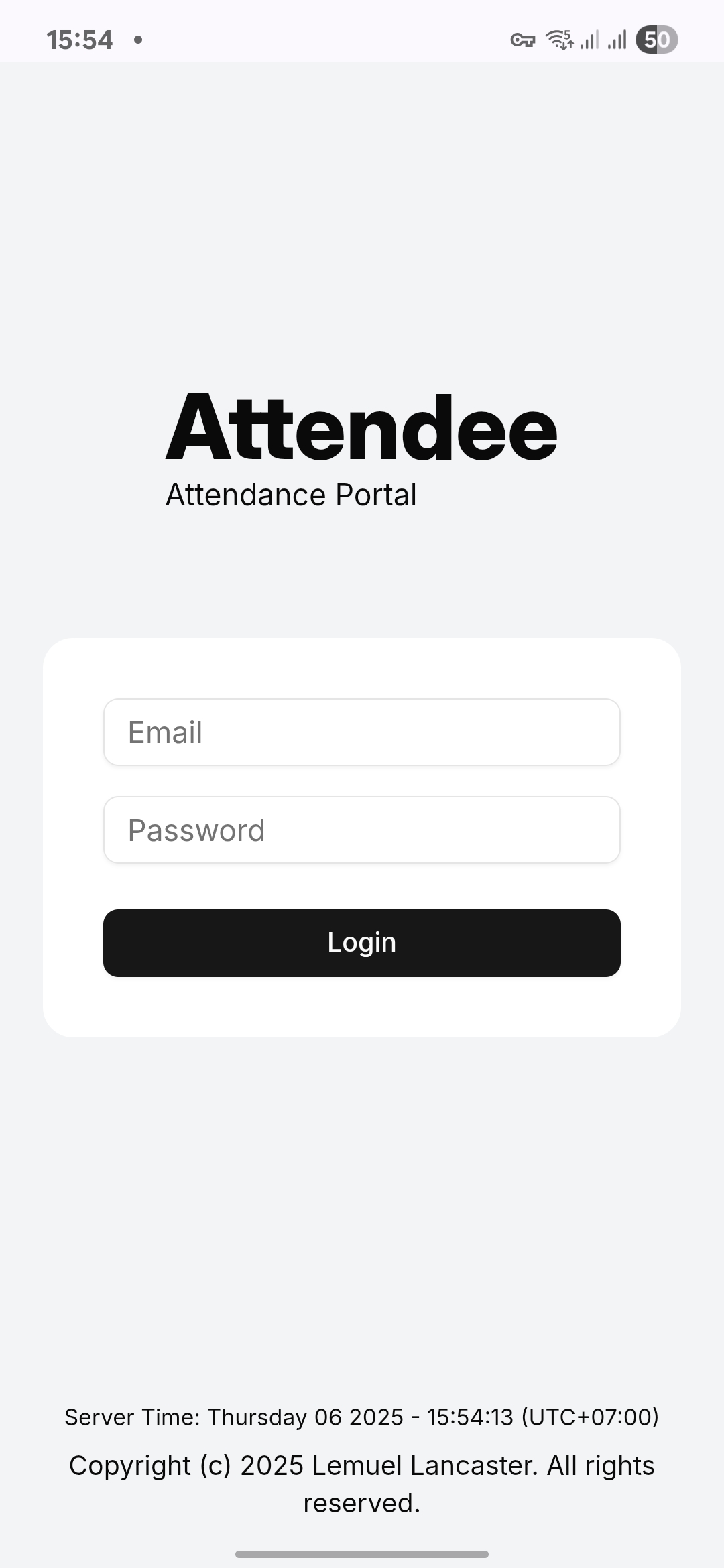 Mobile login page