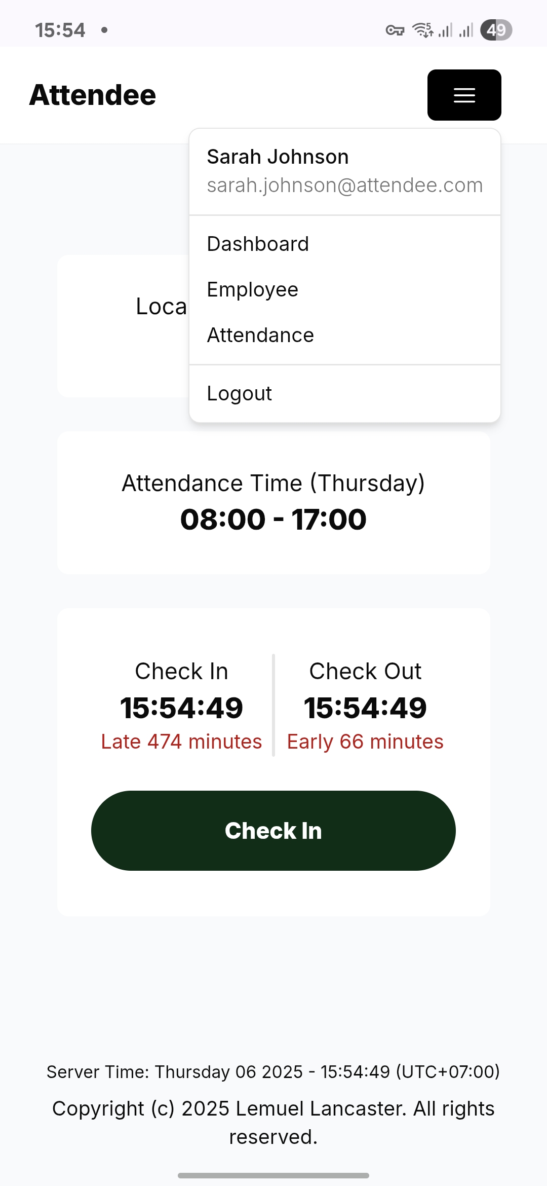 Mobile dashboard navigation bar