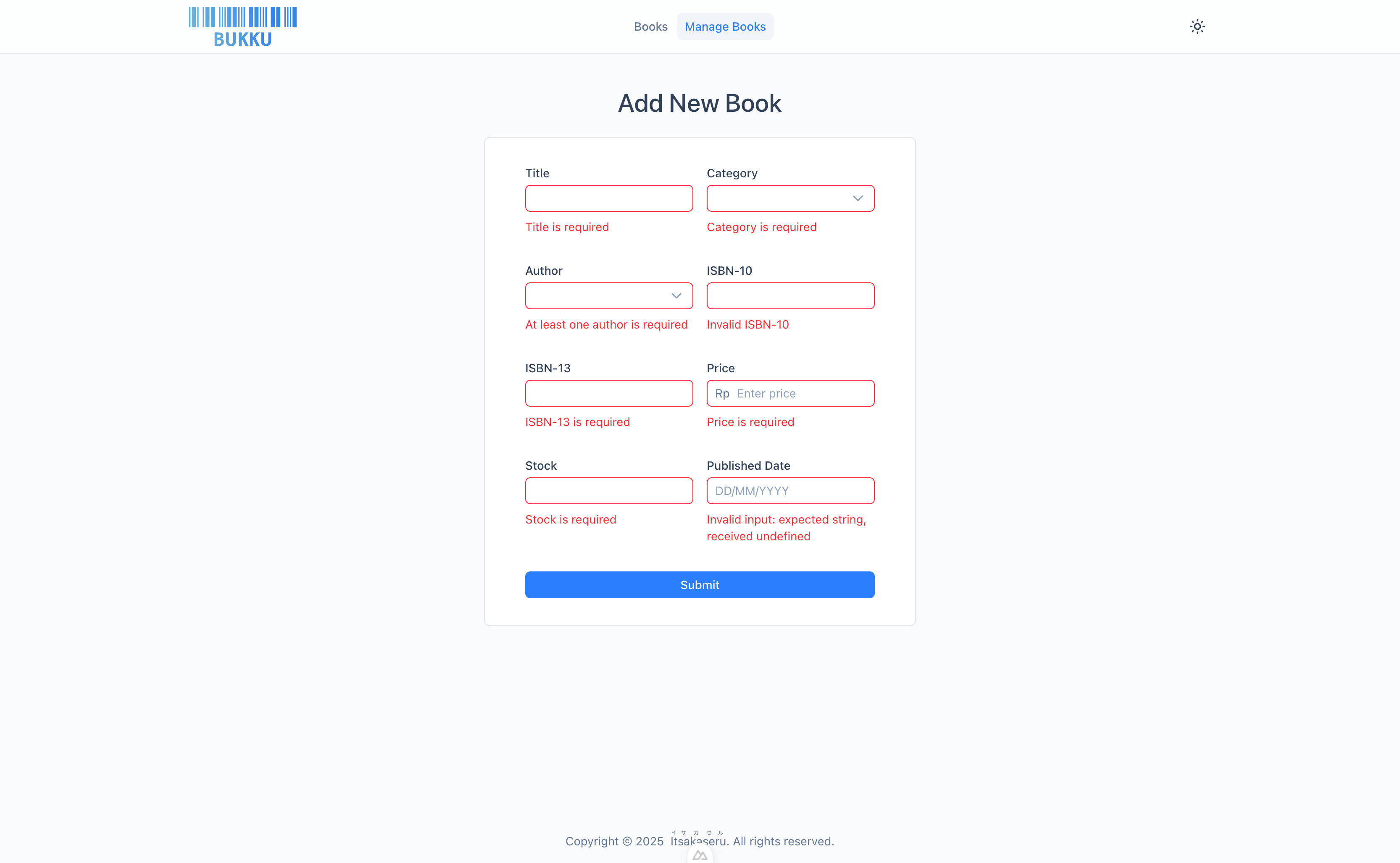 Book add error fields