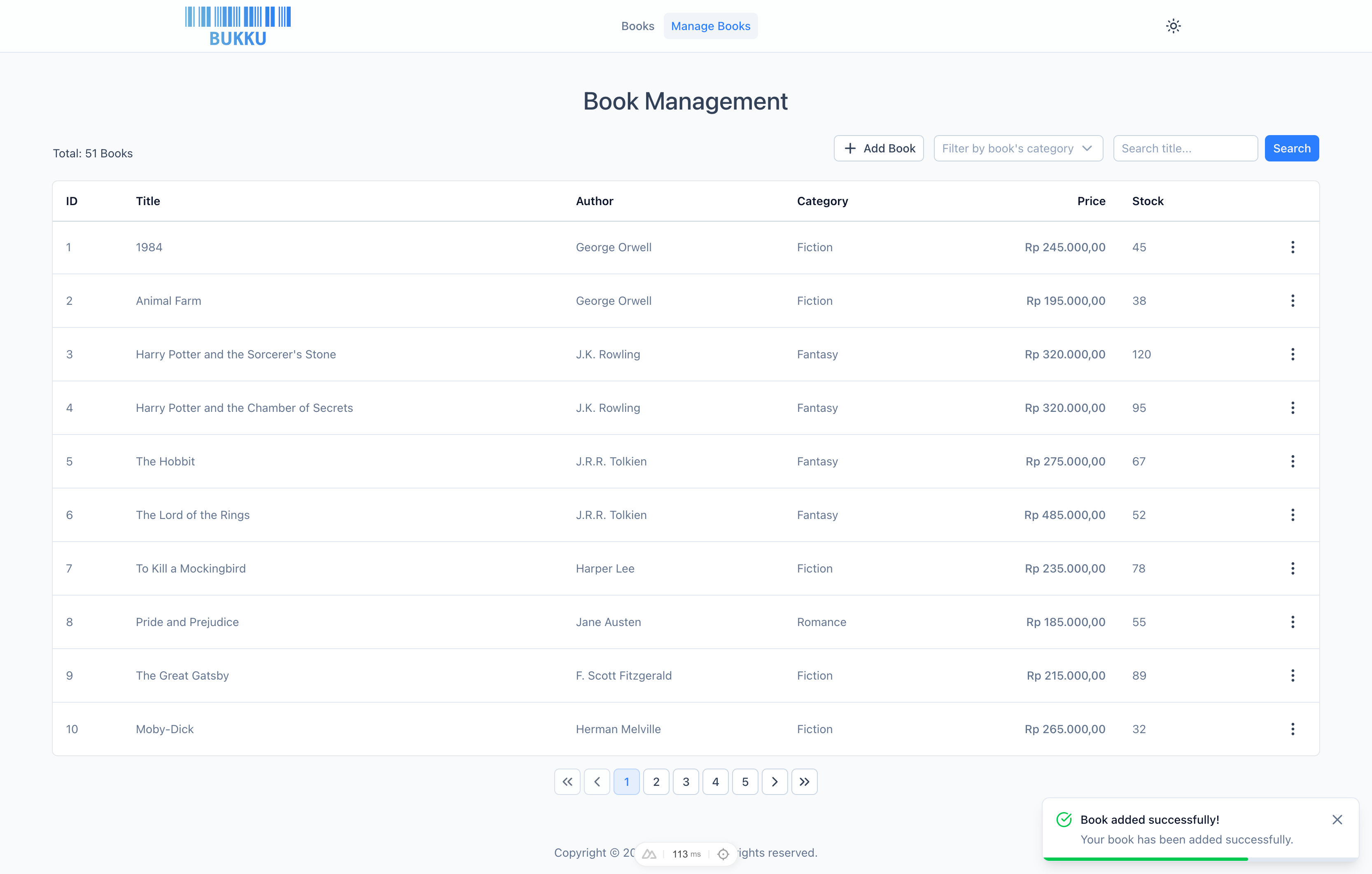 Book add successful toast message