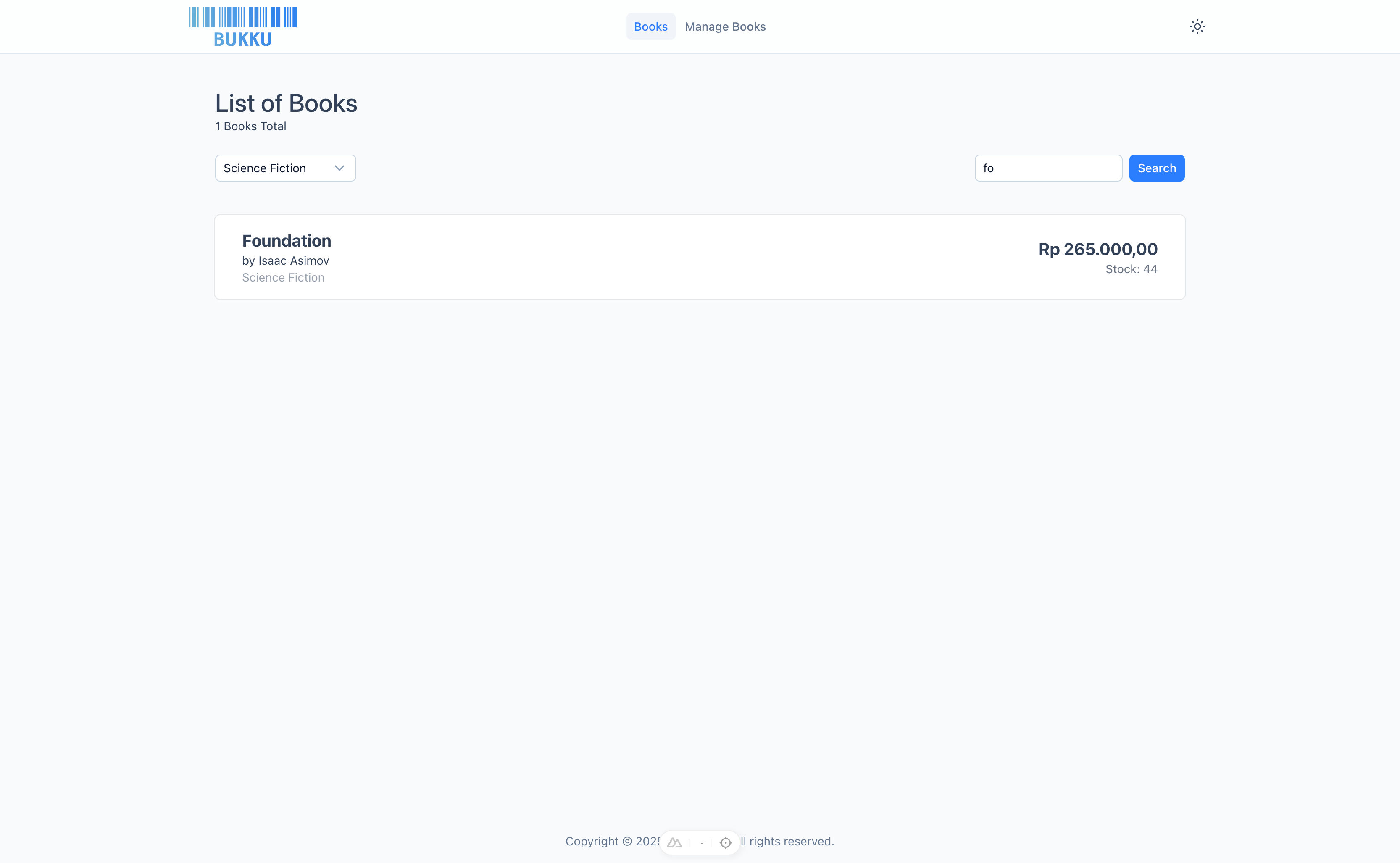 Book list filtered by category and with search keywork 'fo'